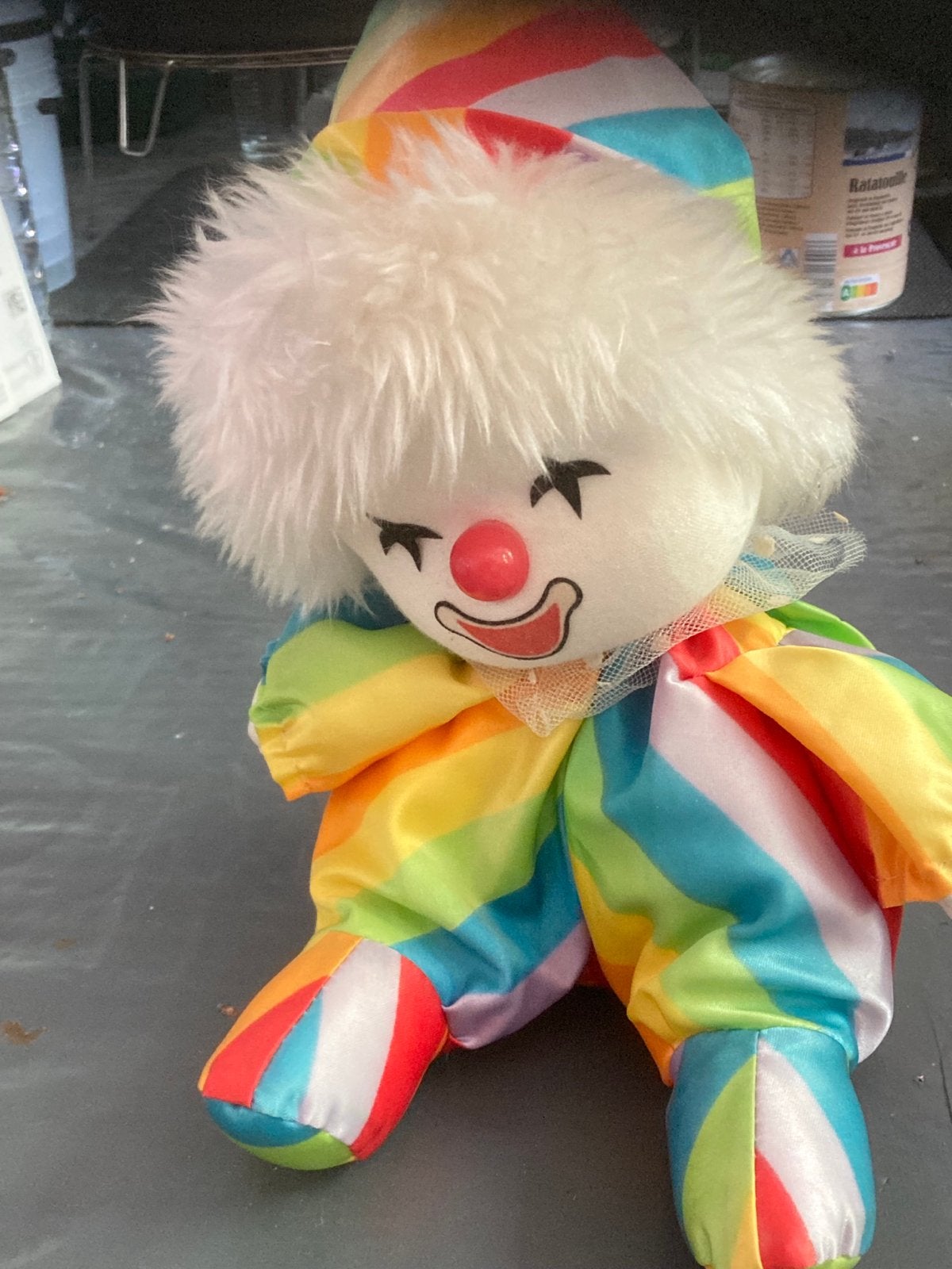 Kleurrijke Clown Knuffel - Muziekdoosje, Gebruikt, Overige merken, Met geluid, Overige karakters