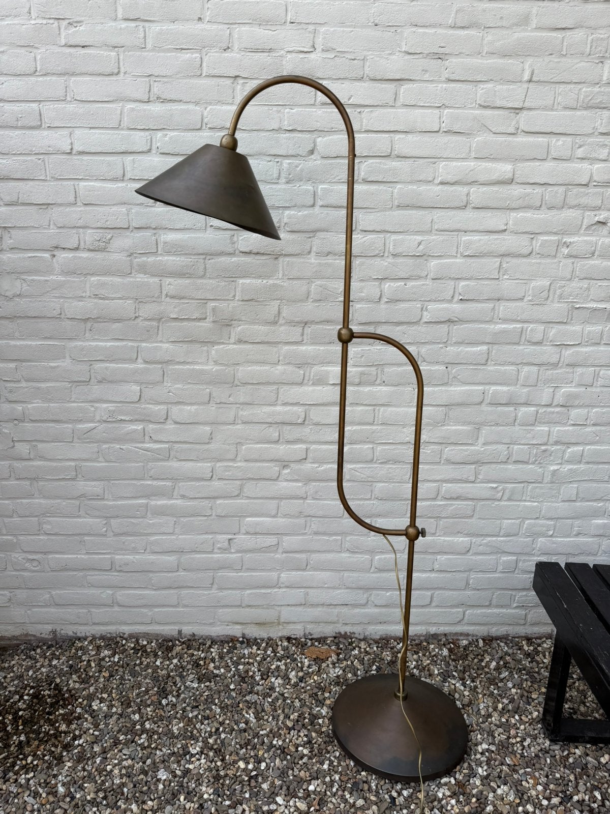Vintage Belgische mooi verouderde bronzen lamp, Ophalen, Zo goed als nieuw, Minder dan 100 cm