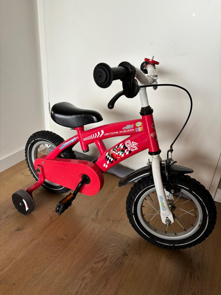 12.Inch Cars Kinderfiets met Zijwieltjes, Ophalen of Verzenden, Gebruikt, Minder dan 16 inch, Zijwieltjes