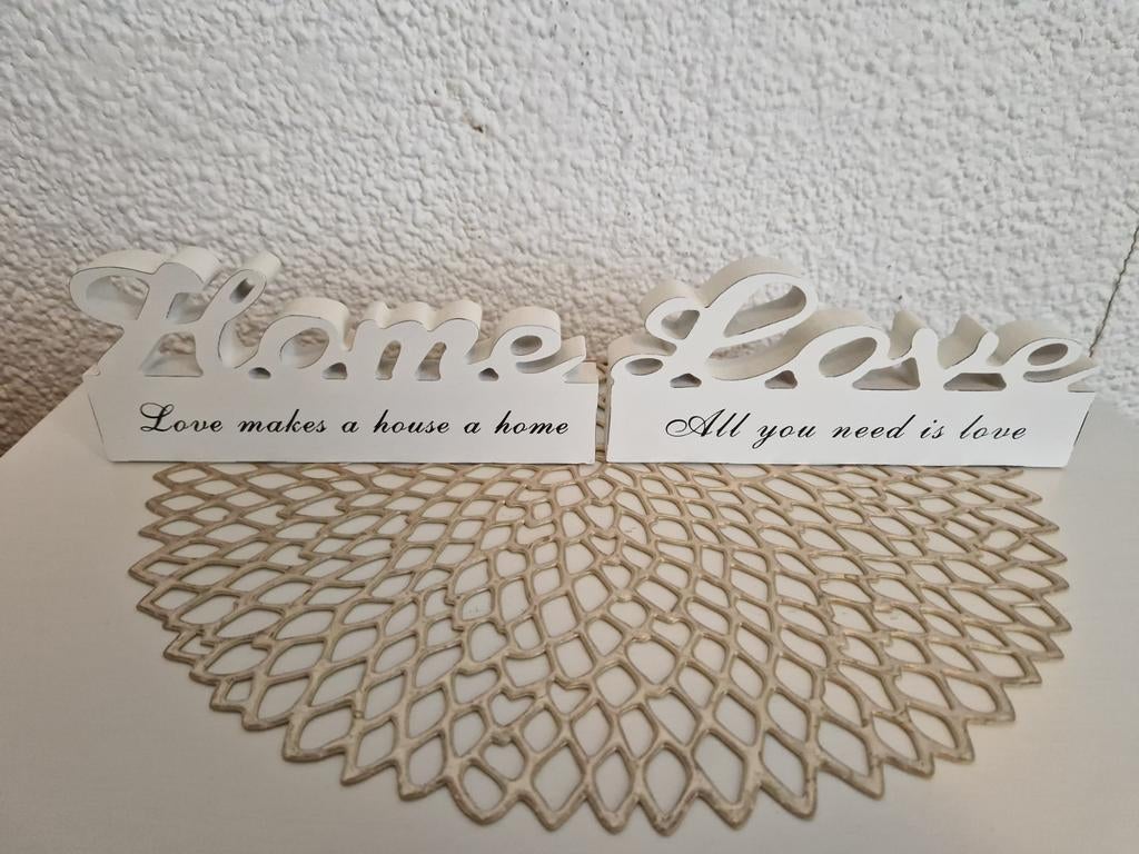 Decoratie houten set home & love., Ophalen of Verzenden