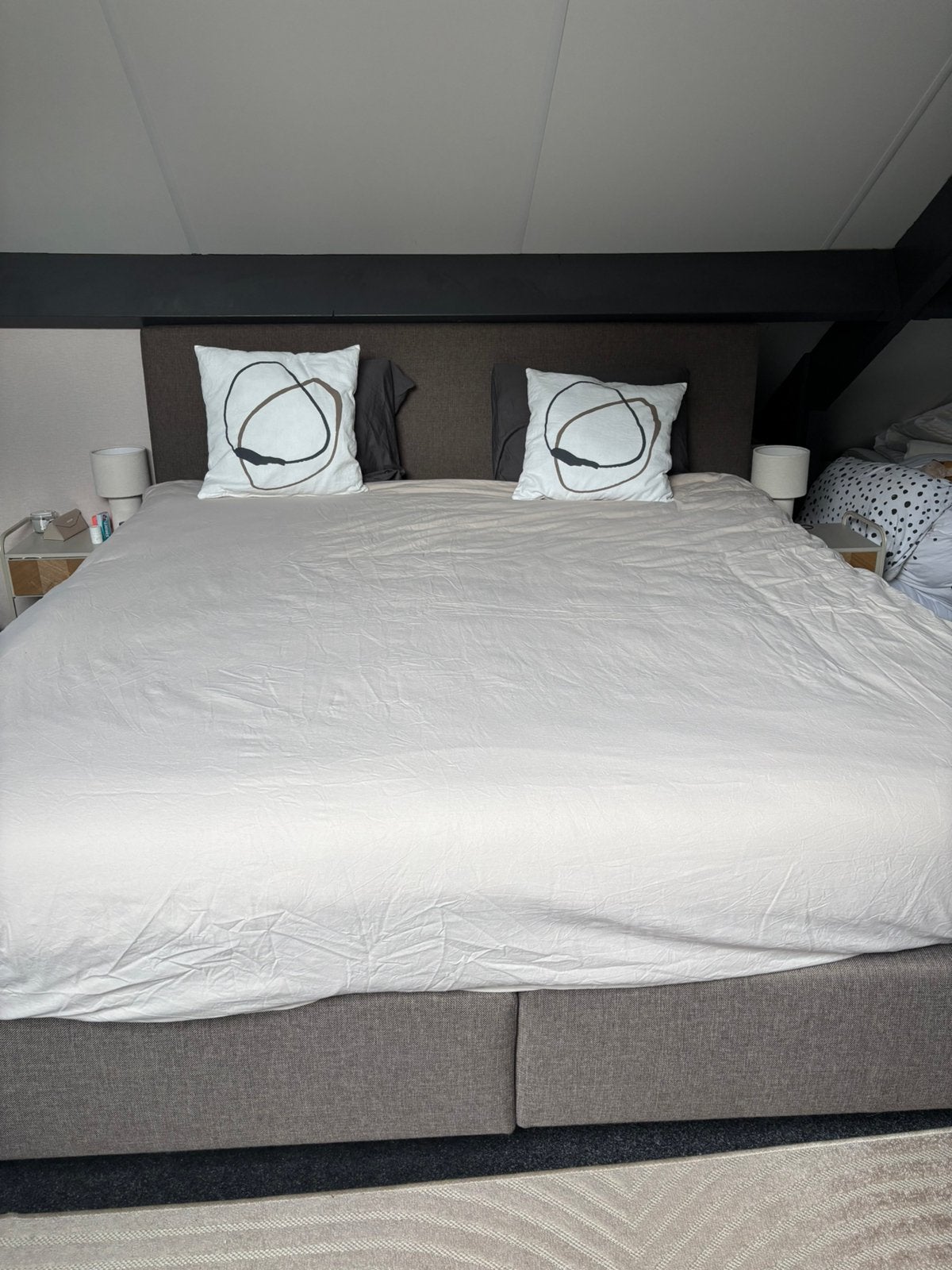 Boxpring bed bruin, Bruin, 210 cm, Tweepersoons, Ophalen of Verzenden