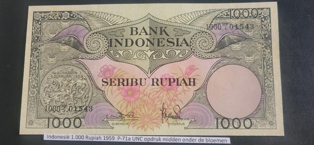 Indonesië 1.000 Rupiah 1959 P-71a UNC, Ophalen of Verzenden