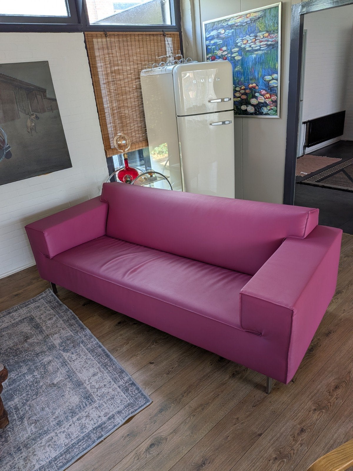 Design bank op RVS frame speciale stof en kleur, Ophalen, Zo goed als nieuw, Stof