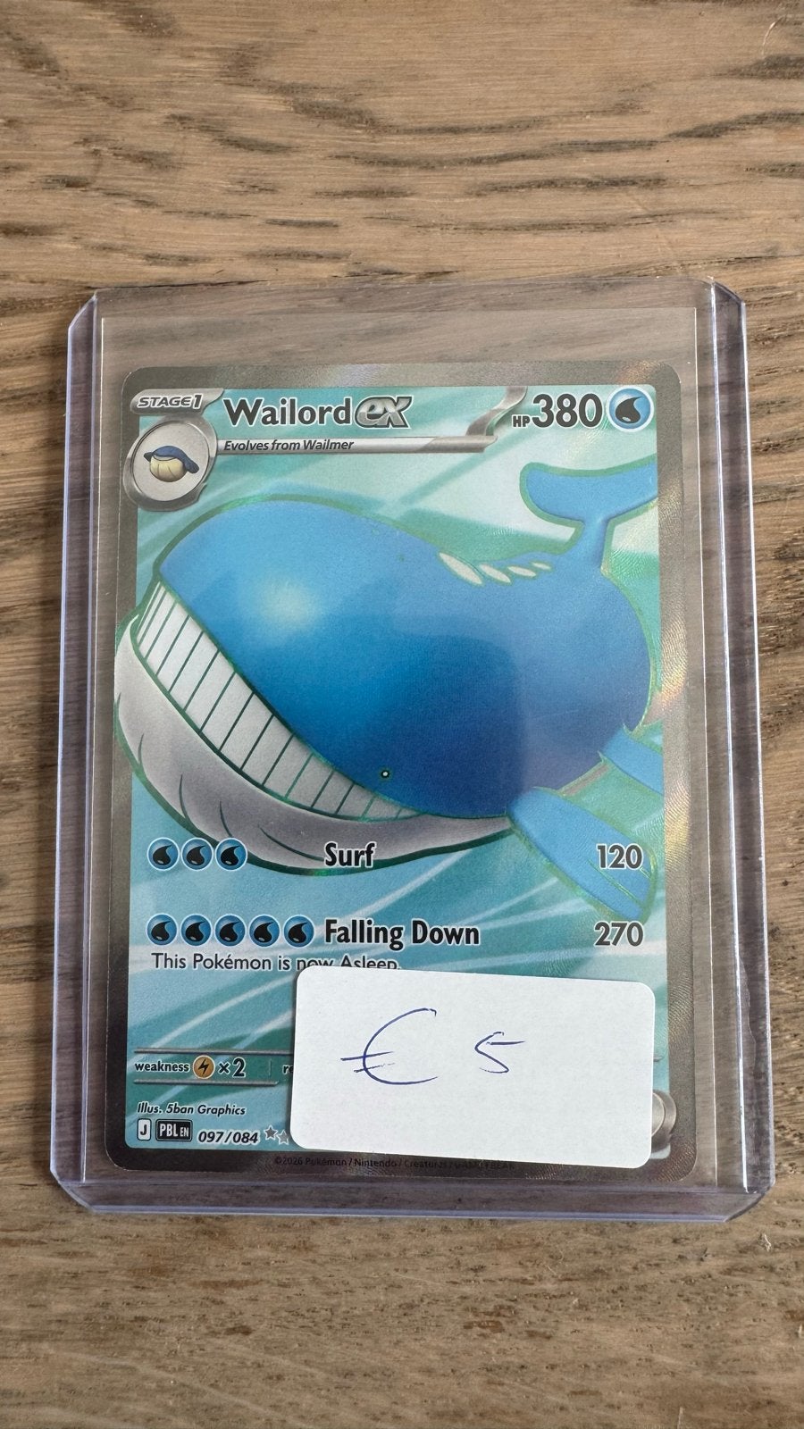 Wailord EX Pokémon Kaart - Zeldzaam en in goede staat, Ophalen, Zo goed als nieuw, Losse kaart