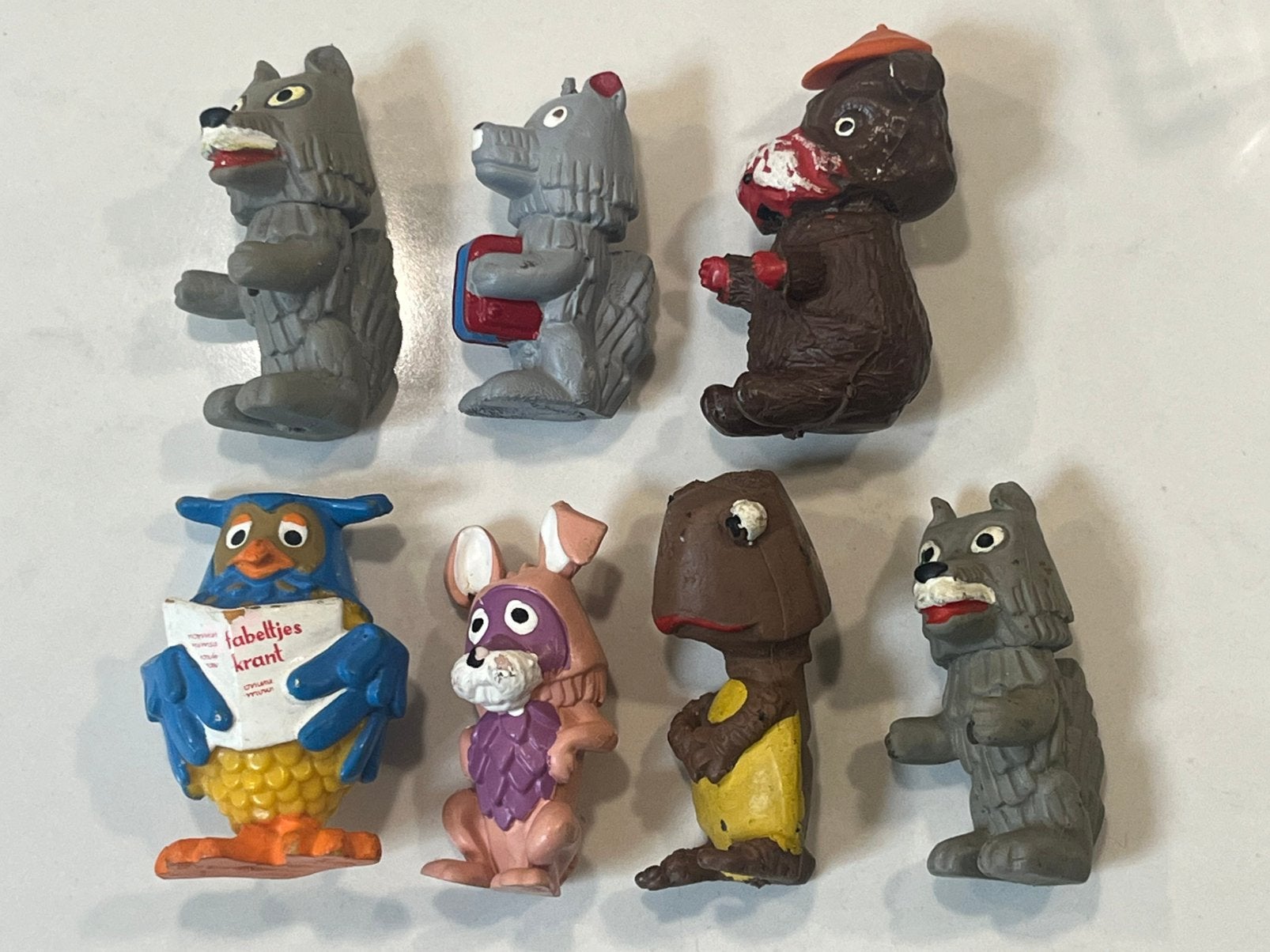 7x Vintage Fabeltjeskrant Bully figuren 1985 – Meneer de Uil, Verzamelen, Verzenden, Gebruikt