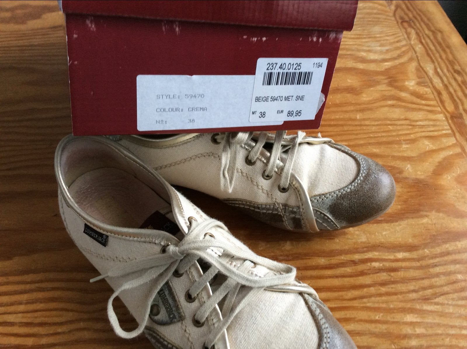 Lumberjack sportieve jeans schoenen - beige, maat 38, Ophalen of Verzenden, Zo goed als nieuw, Beige, Sneakers of Gympen