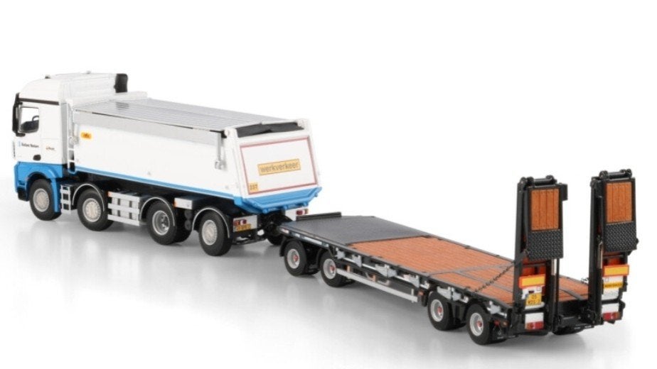WSI MERCEDES-BENZ TIPPER TRUCK + DIEPLADER - BALLAST NEDAM, Hobby en Vrije tijd, Modelauto's | 1:50, Wsi, ., Nieuw, Ophalen of Verzenden