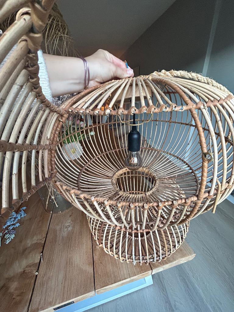 Tafel Lamp Rivièra Maison hout, Huis en Inrichting, Lampen | Tafellampen, Ophalen, Zo goed als nieuw, Hout, 50 tot 75 cm