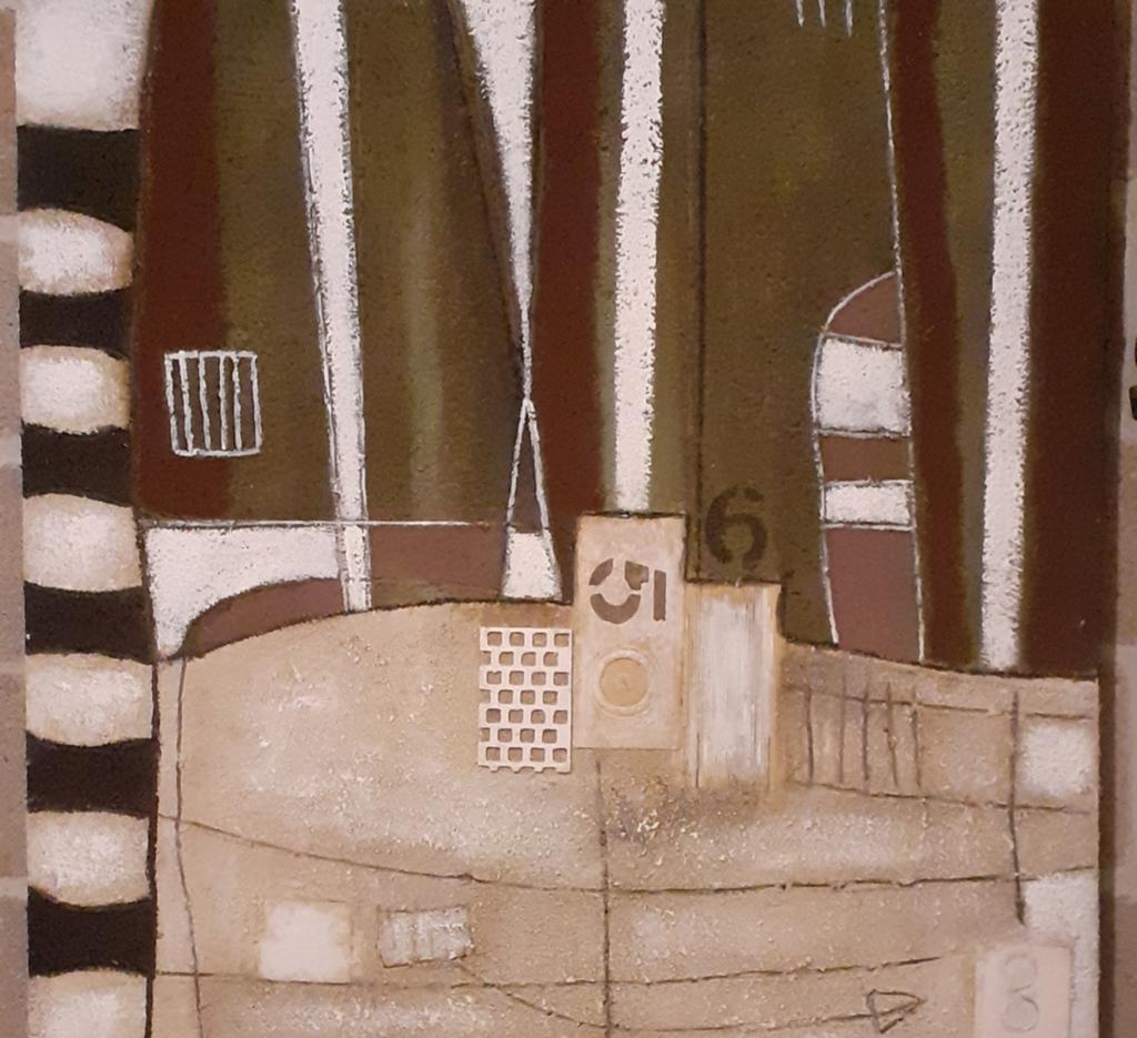 Groot schilderij 100x100cm met stevig houten frame, Antiek en Kunst, Kunst | Schilderijen | Abstract, Ophalen