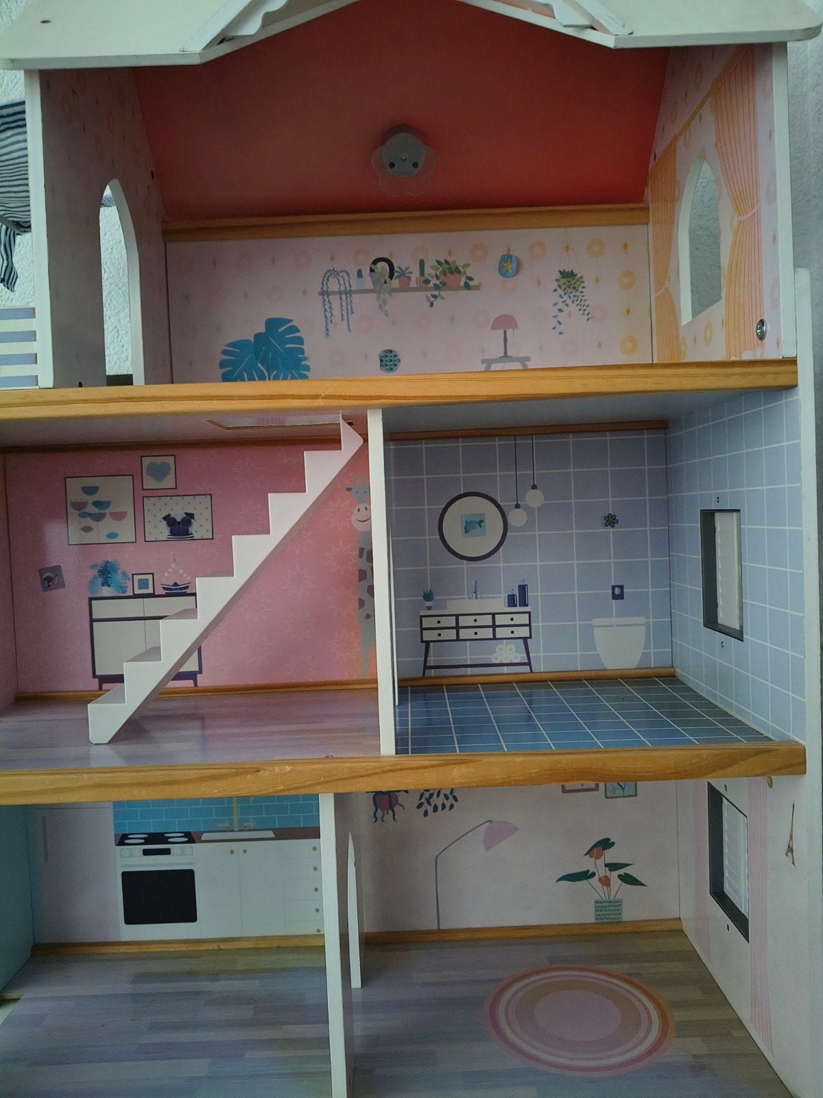 Groot houten poppenhuis met 3 verdiepingen, Kinderen en Baby's, Ophalen, Gebruikt, Poppenhuis