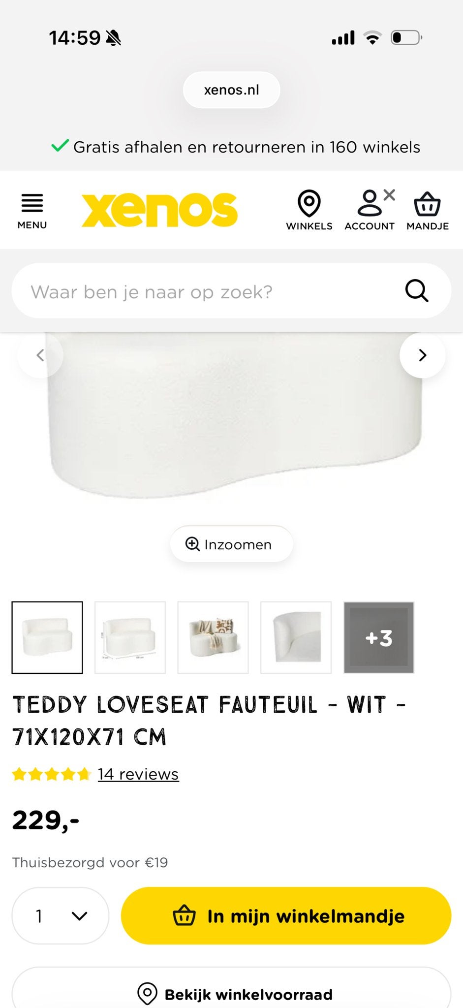 Bankje van Xenos, zo goed als nieuw, Ophalen, Eenpersoons, Minder dan 75 cm, Zo goed als nieuw