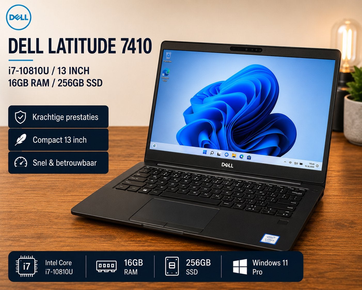 Dell Latitude 7410 / i7-10810U / 13 inch / 16GB RAM / 256GB, Ophalen, 13 inch, Qwerty, Zo goed als nieuw