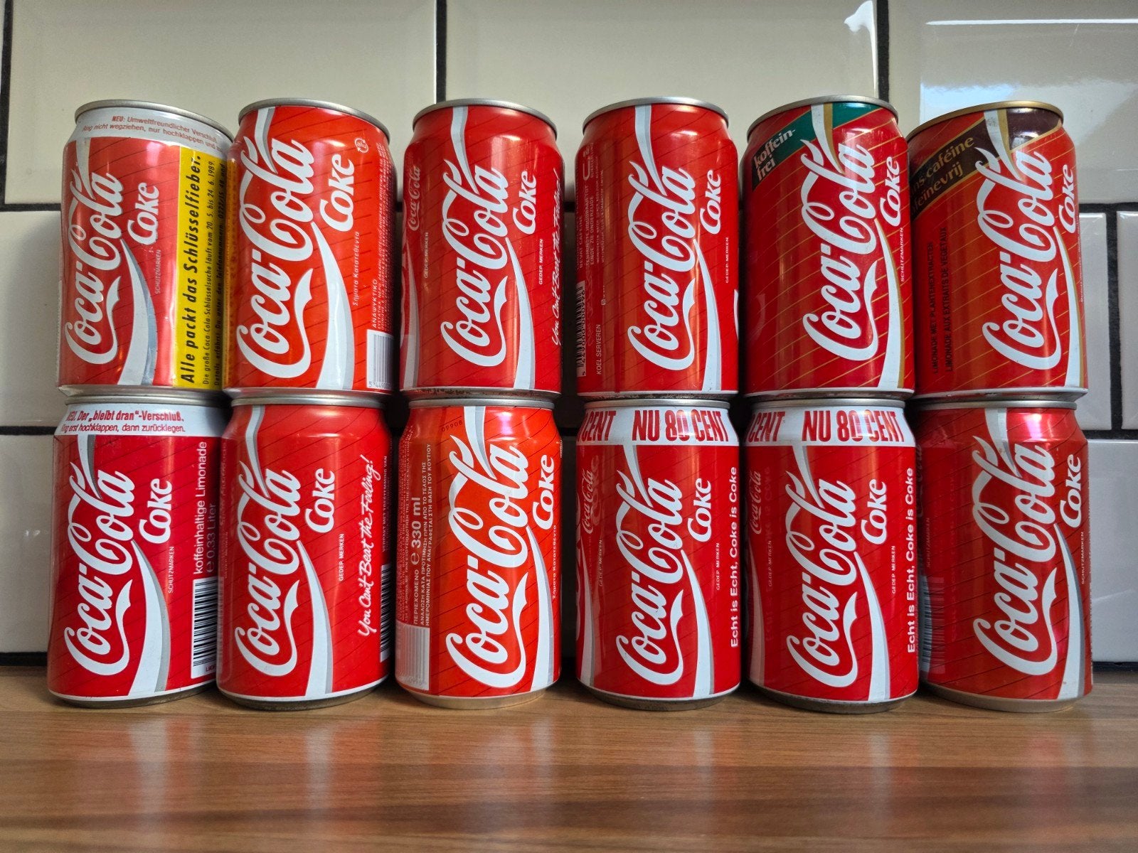 Vintage 12 Coca-Cola blikjes - Diverse uitvoeringen, Verzamelen, Ophalen of Verzenden, Gebruikt