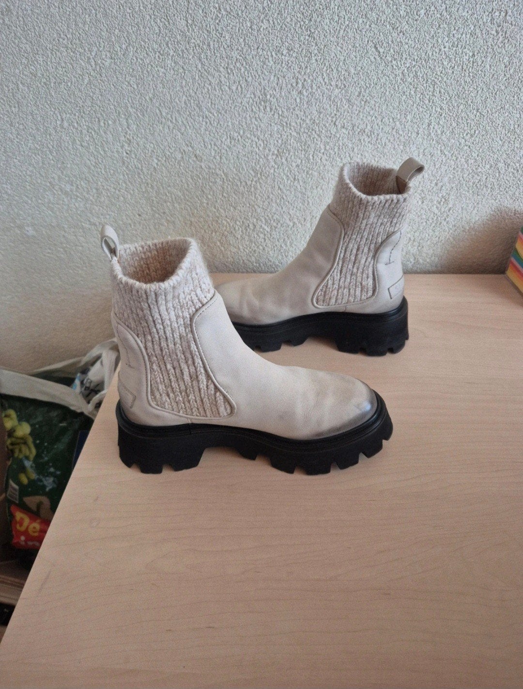 Shabbies Amsterdam laarzen met gebreide schacht, Shabbies, Beige, Lage of Enkellaarzen, Ophalen of Verzenden