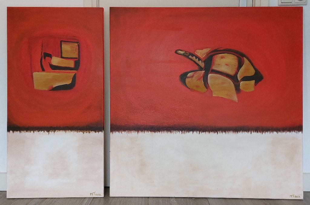 modern schilderij 2 luik, Ophalen