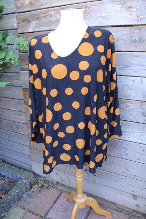 Tuniek zwart/ bruin Magna mt 56/58 Vaste prijs OPRUIMING, Ophalen of Verzenden, Magna, Gedragen, Blouse of Tuniek