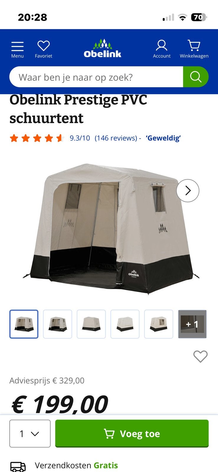 Schuurtent obelink, Caravans en Kamperen, Ophalen of Verzenden, Zo goed als nieuw