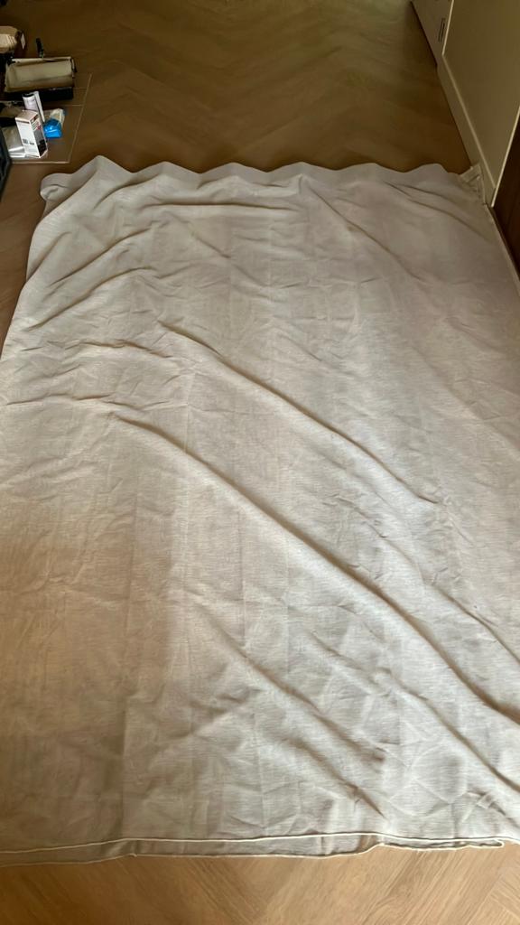 Gordijn waveconfectie taupe, Huis en Inrichting, Stoffering | Gordijnen en Lamellen, Ophalen of Verzenden, Zo goed als nieuw, 200 cm of meer