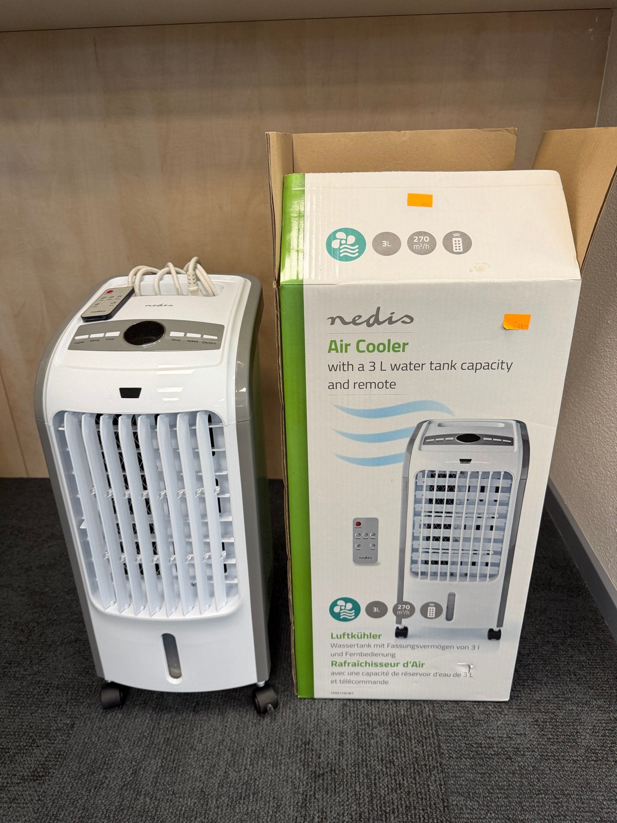 Te koop: 5x Nedis Air Cooler 3L met afstandsbediening, Witgoed en Apparatuur, Airco's, Ophalen, 3 snelheden of meer, Zo goed als nieuw