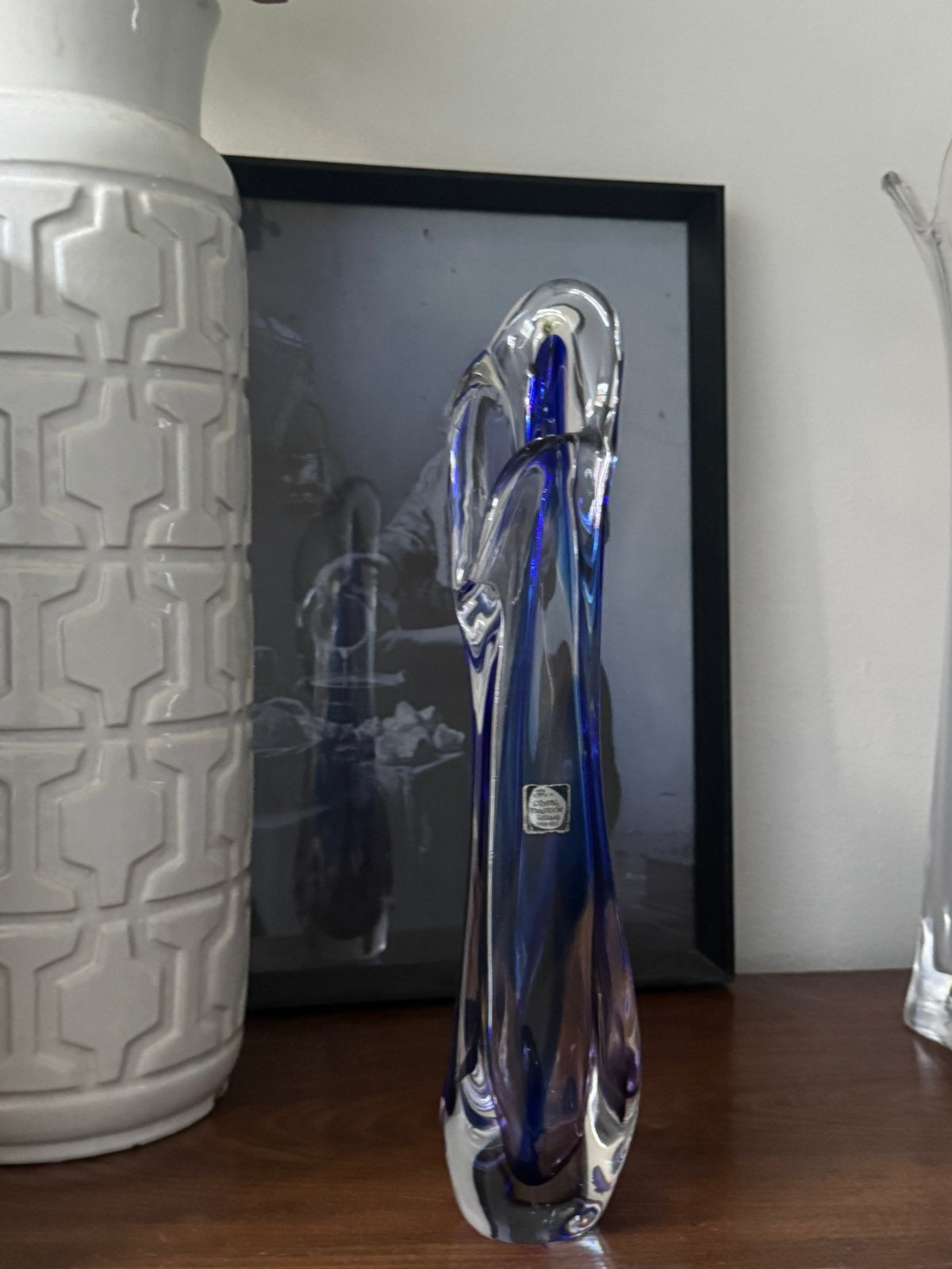 vintage blauw/paarse kristallen vaas - Max Verboeket, Antiek en Kunst, Antiek | Glas en Kristal, Ophalen of Verzenden