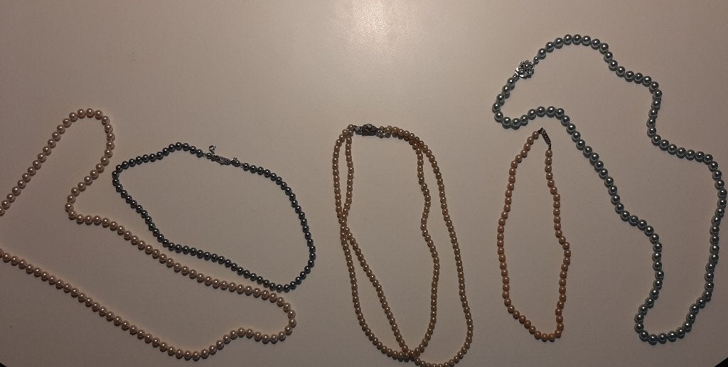 5x parelsnoer, Verzenden, Gebruikt, Wit, Overige materialen