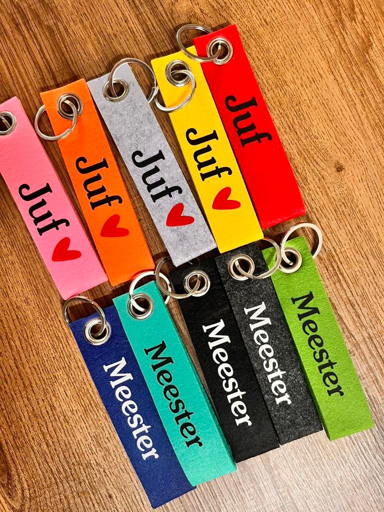 Cadeautjes juf en meester sleutelhanger vilt, Ophalen of Verzenden, Nieuw