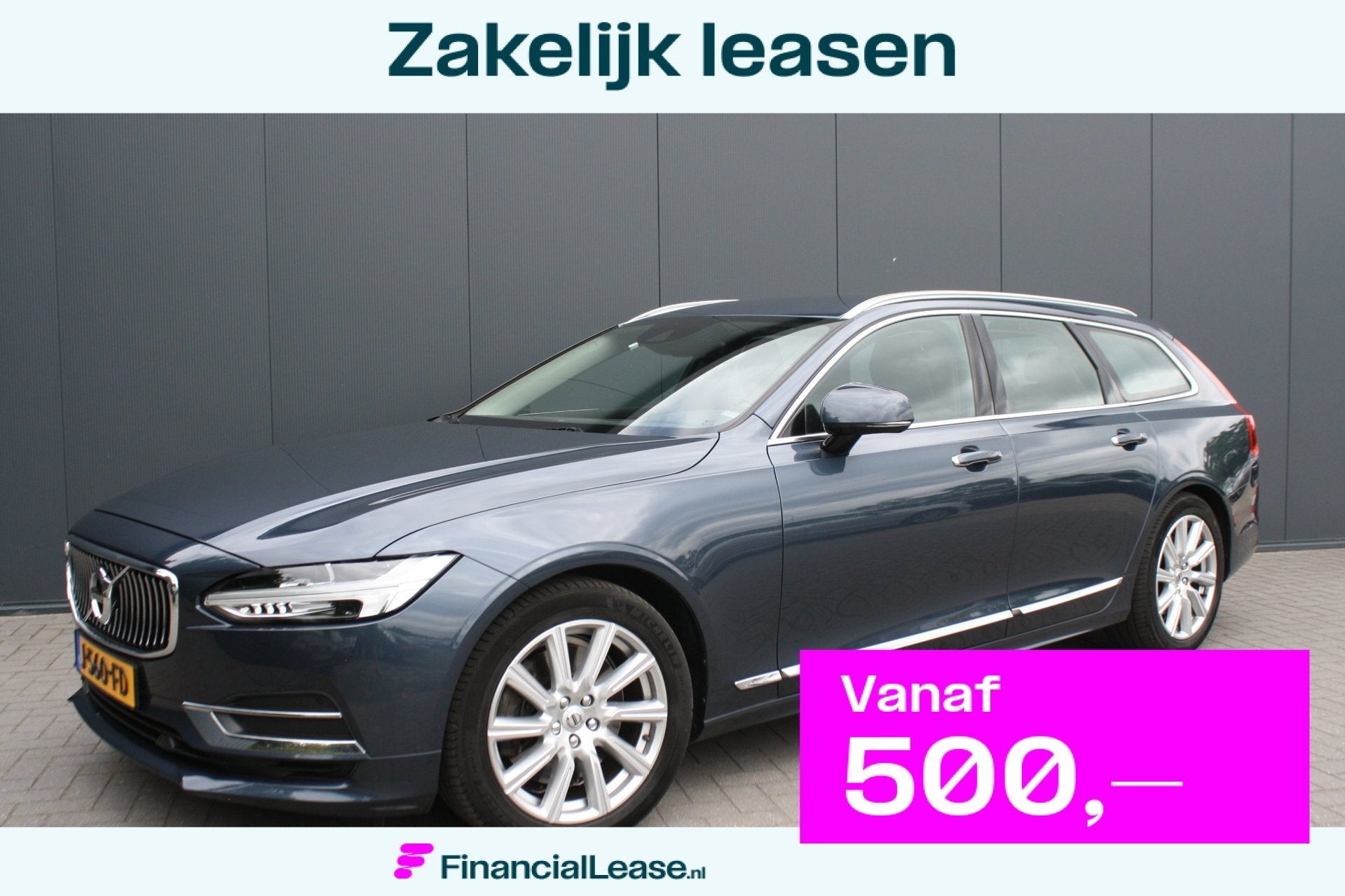 Volvo V90 2.0 T4 Inscription - LEDER - LED PDC - 18" - NL AU, Dealer onderhouden, 15 km/l, 1969 cc, Blauw