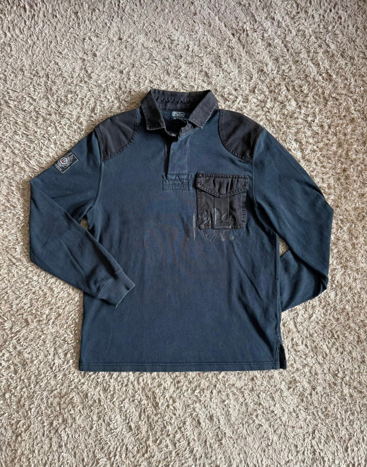 Ralph Lauren polo longsleeve - 381 Bleecker NYC - Maat L, Verzenden, Zo goed als nieuw, Maat 52/54 (L), Blauw
