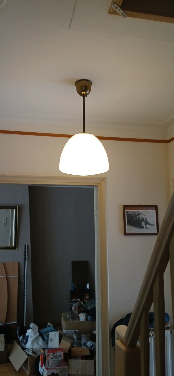Vintage hanglamp melkglas. Moet voor 15 juli weg zijn!, Huis en Inrichting, Lampen | Hanglampen, Ophalen