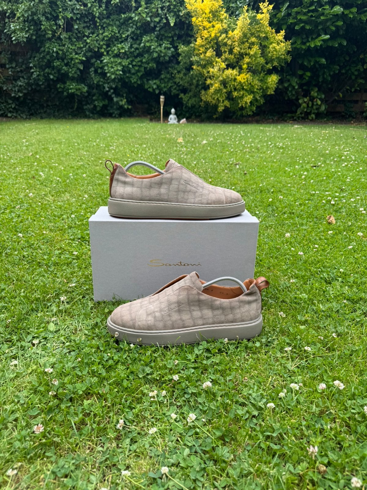 Santoni slip-on sneakers kroko grijs uk8/eu42, Ophalen of Verzenden, Zo goed als nieuw