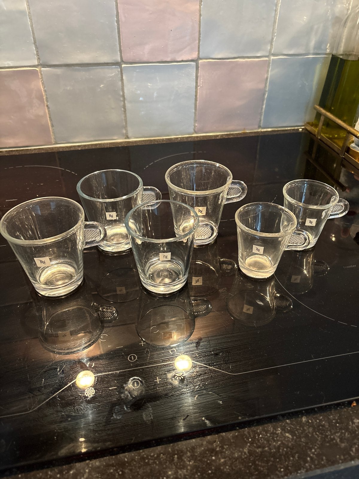Nespresso glazen: 4 Lungo en 2 Espresso glaasjes, Huis en Inrichting, Ophalen of Verzenden, Gebruikt, Glas, Glas of Glazen