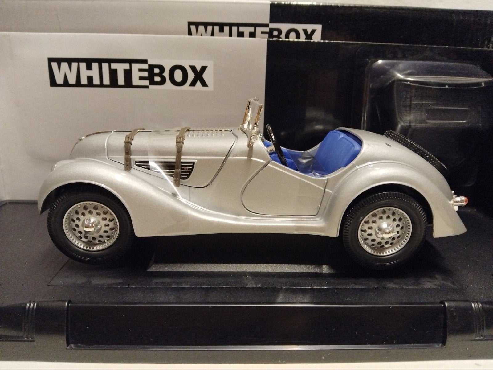 BMW 328 roadster zilver grijs & softtop WBox 1:18 KRD, Ophalen of Verzenden, Zo goed als nieuw, Auto, Overige merken