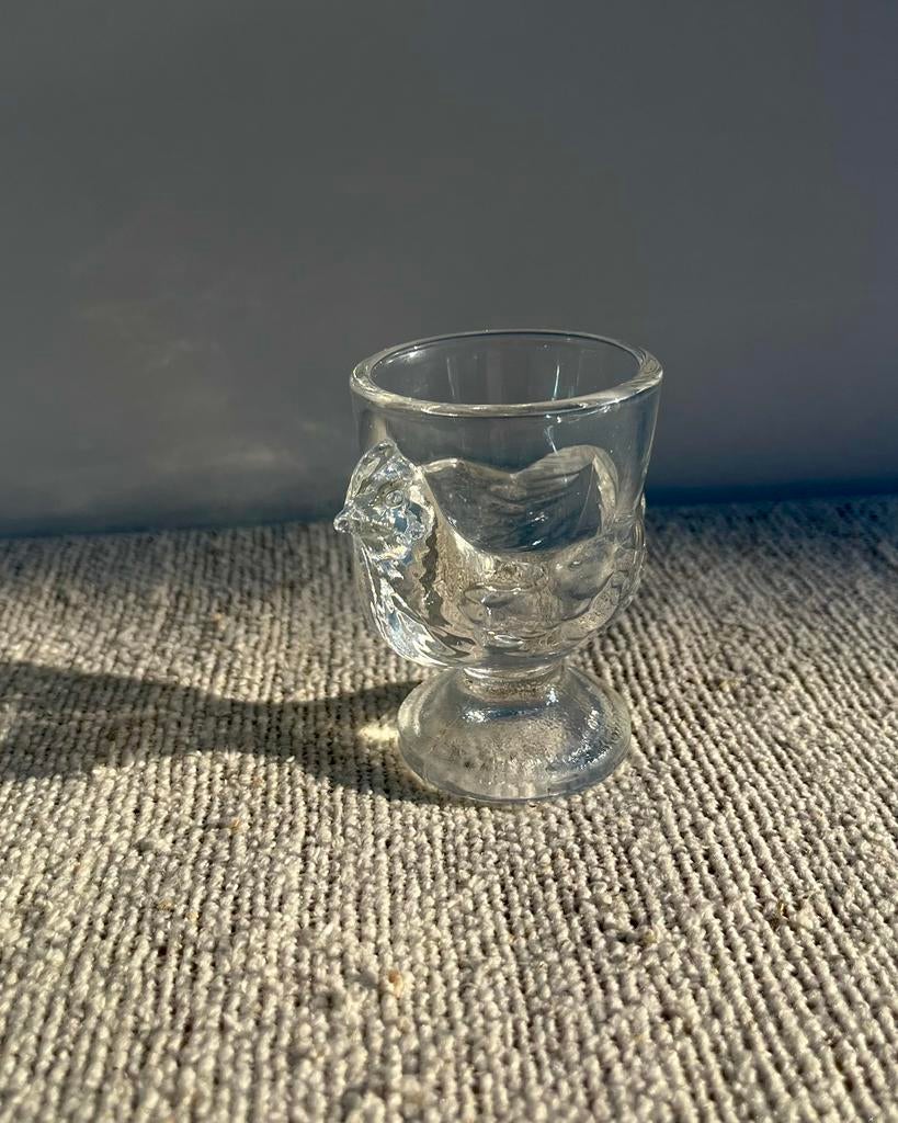 Glazen borrelglaasje eierdopje kip en zwaan eierdopje pasen, Verzamelen, Glas en Borrelglaasjes, Overige typen, Ophalen of Verzenden