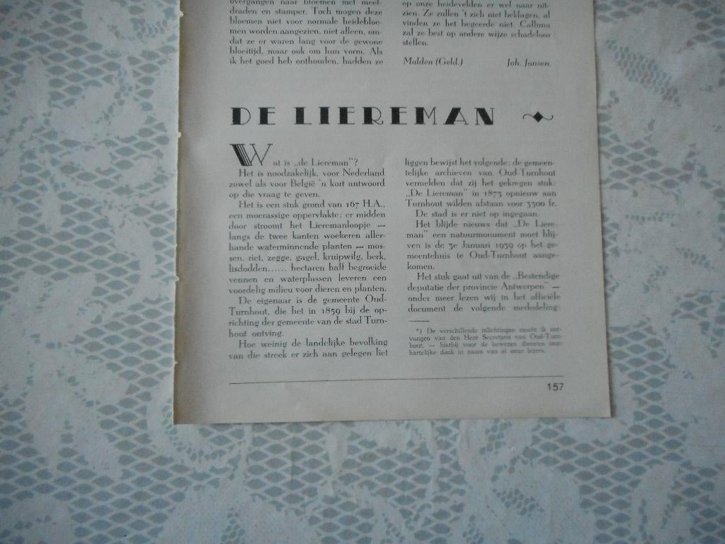 Oud -  Turnhout. De Liereman. 1939, Verzamelen, Tijdschriften, Kranten en Knipsels, Ophalen of Verzenden, 1920 tot 1940, Buitenland