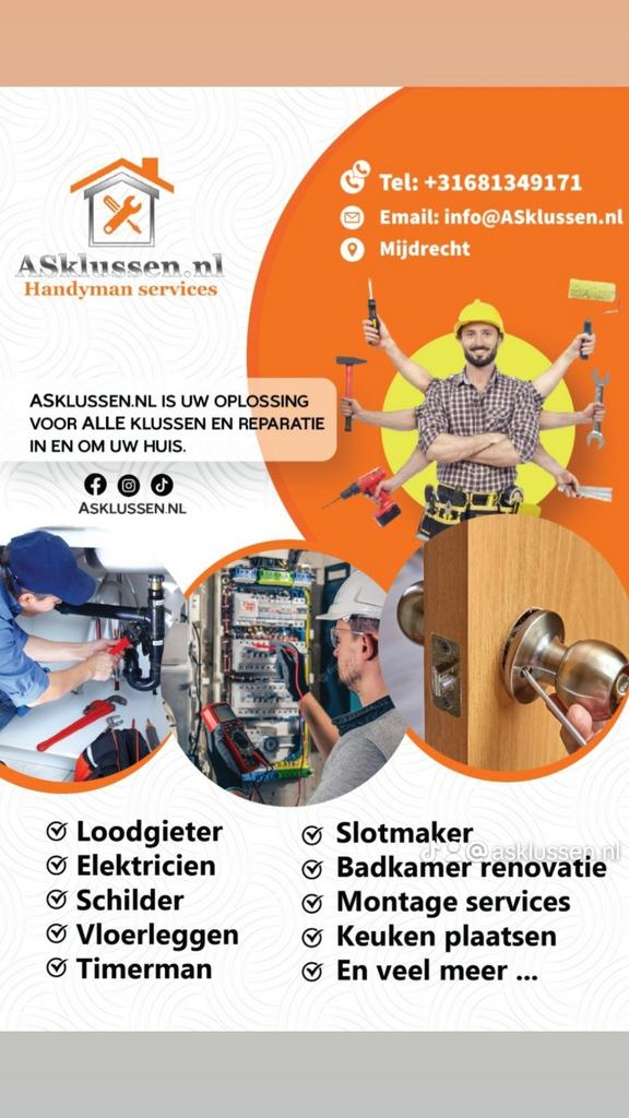 Loodgieter, Elektricien, installatie, reparatie, onderhoud,, 24-uursservice