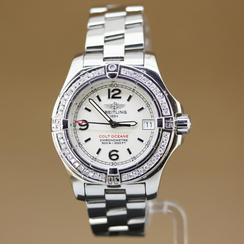 Breitling Colt Oceane diamonds A77380, Sieraden, Tassen en Uiterlijk, Horloges | Dames, Overige merken, Staal, Gebruikt, Staal