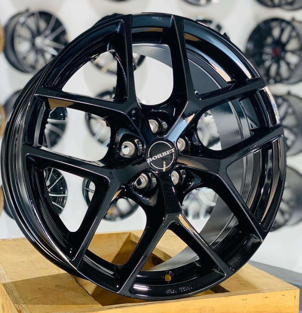Nieuwe zwarte velgen Borbet Y 5x100 Polo Ibiza Audi A1, Auto-onderdelen, Banden en Velgen, Ophalen, 215 mm, Velg(en), Nieuw
