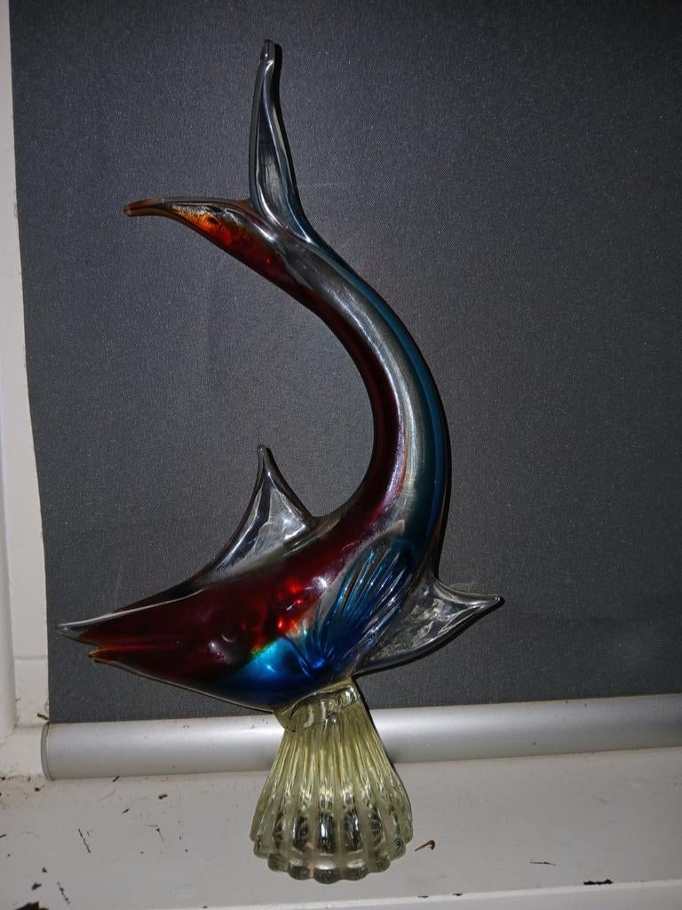 Glazen vis sculptuur - Decoratief object, Huis en Inrichting, Woonaccessoires | Vazen, Overige kleuren, Ophalen of Verzenden, Minder dan 50 cm