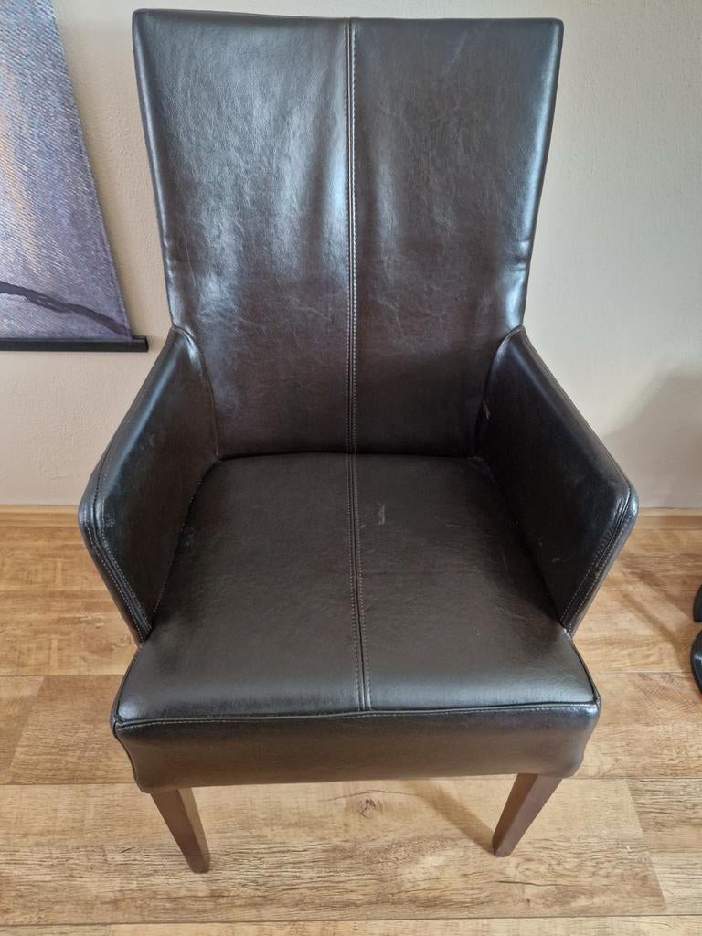 Mooie leren stoelen 4 stuks van Maverus Giessen, Huis en Inrichting, Ophalen, Bruin, Leer, Zo goed als nieuw