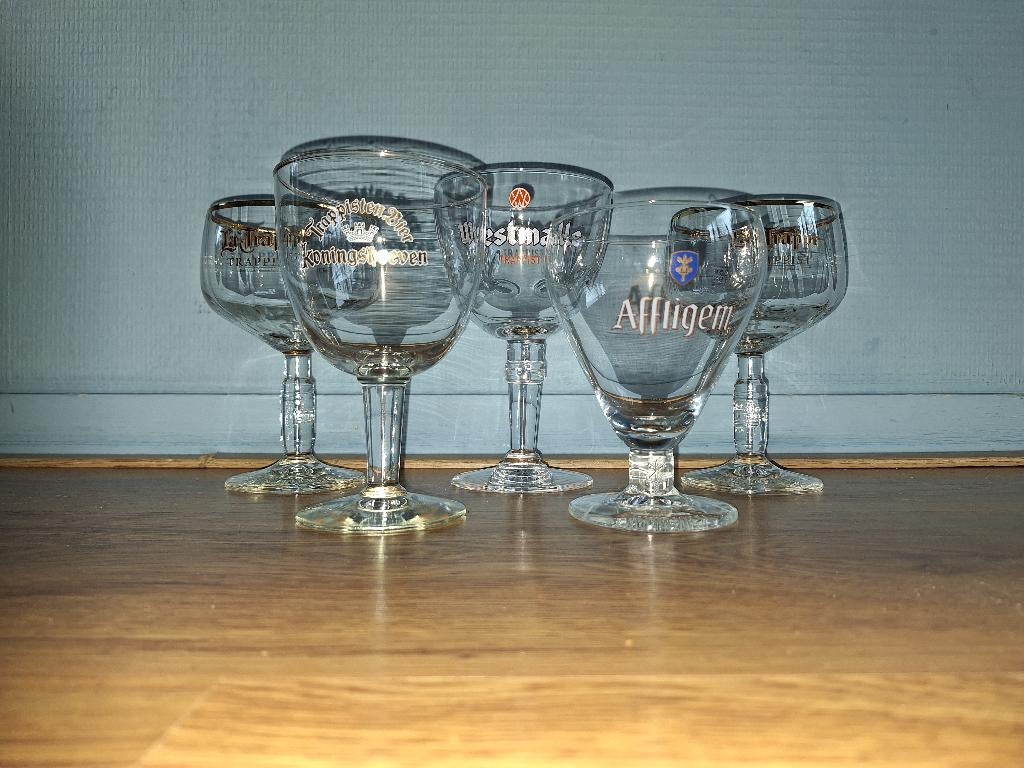 Set van 5 tripel bierglazen, Verzamelen, Glas en Borrelglaasjes, Ophalen of Verzenden, Gebruikt, Bierglas