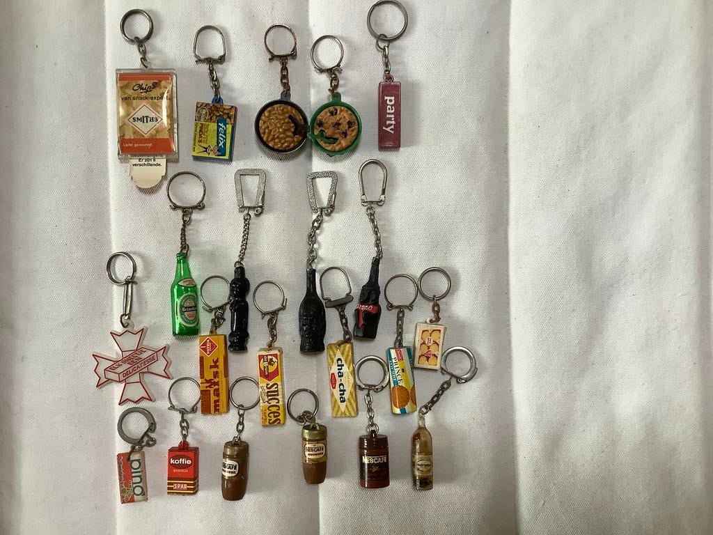 Sleutelhangers drank, chips, pinda’s, koffie, koekjes, Verzamelen, Ophalen of Verzenden, Gebruikt
