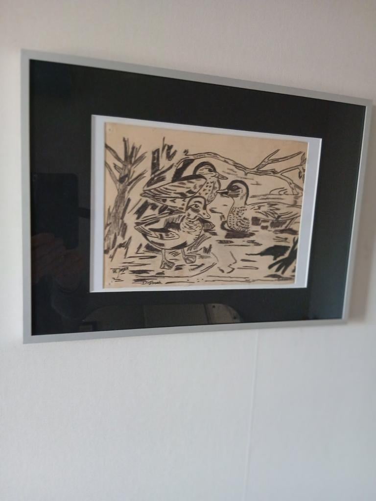 Tekening van eenden Wim Jansen,is oud jaren 70 werk van hem., Ophalen of Verzenden
