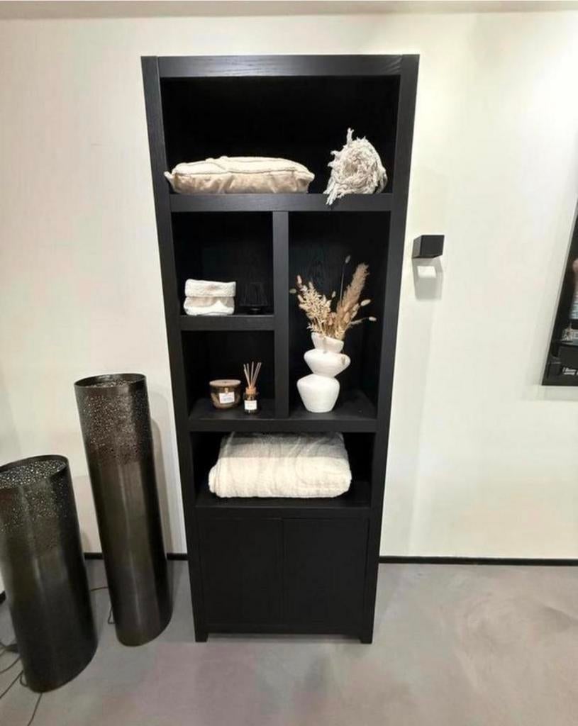 Diamond Boekenkast Zwart Eikenhout ( Nieuwstaat ), Met plank(en), Eikenhout, Nieuw, 150 tot 200 cm