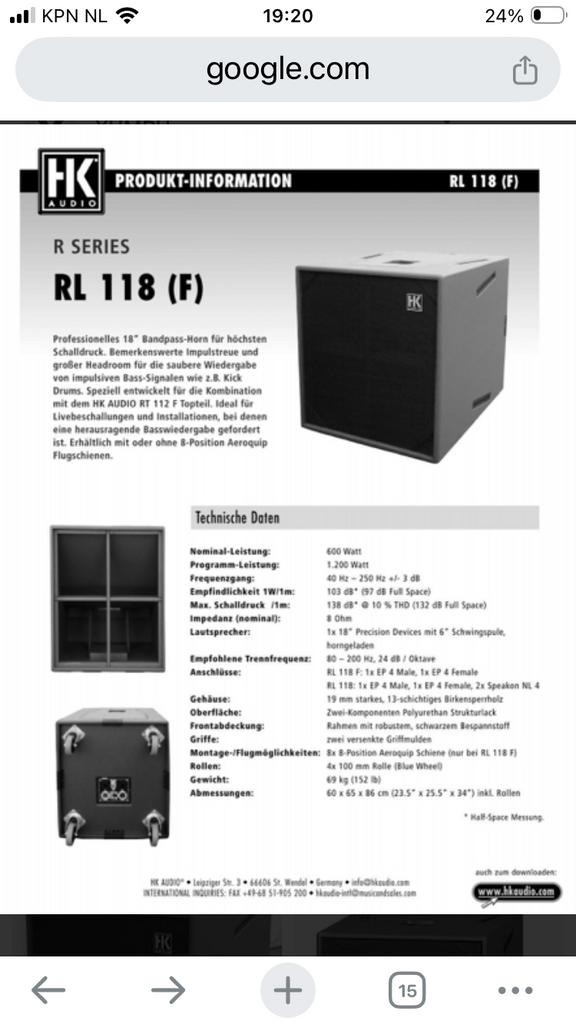 HK audio R-serie te koop, Gebruikt, 120 watt of meer, Front, Rear of Stereo speakers, Ophalen