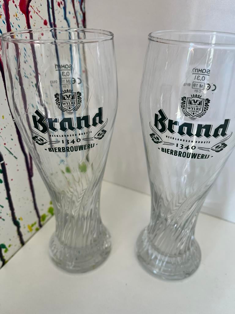 Brand bierglazen set van 2 glazen, Ophalen of Verzenden, Nieuw, Glas of Glazen, Brand