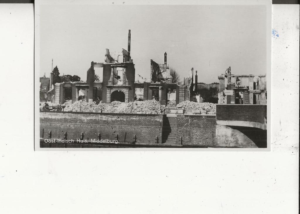 Middelburg 2e WO Oost Indisch Huis na het bombardement 1940, Ophalen of Verzenden, 1940 tot 1960, Ongelopen, Zeeland