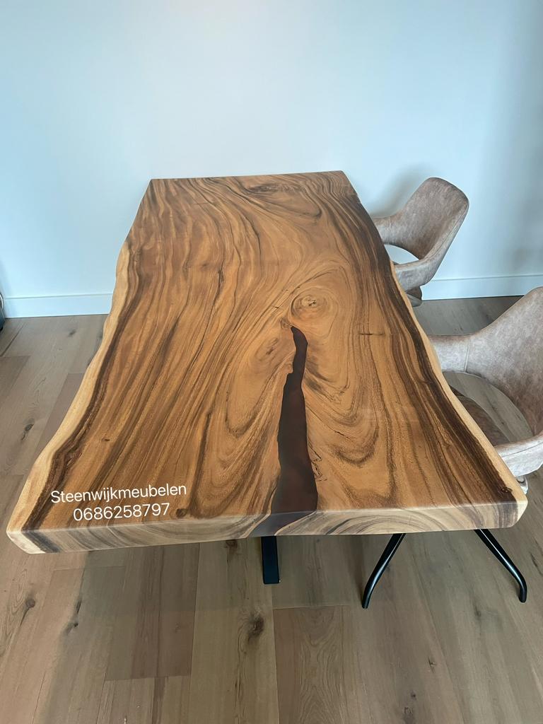 Boomstamtafel massief alle maten op voorraad suar eettafel, Ophalen of Verzenden, Nieuw