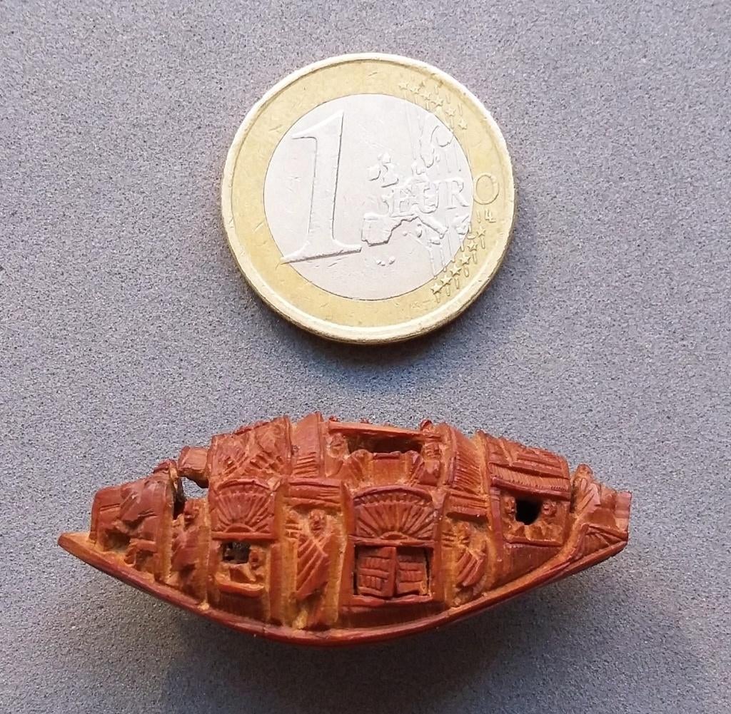 Omstreeks 1875 - 1900 MINI MINIATUUR Chinese Boot met Tekst, Antiek en Kunst, Kunst | Niet-Westerse kunst, Ophalen of Verzenden
