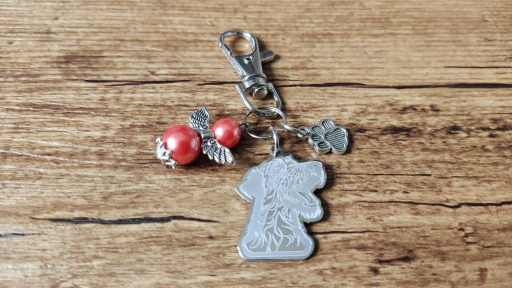 Tas/Sleutelhanger Wolfhond RVS beschermengeltje, Sieraden, Tassen en Uiterlijk, Tassen | Damestassen, Nieuw, Handtas, Overige kleuren