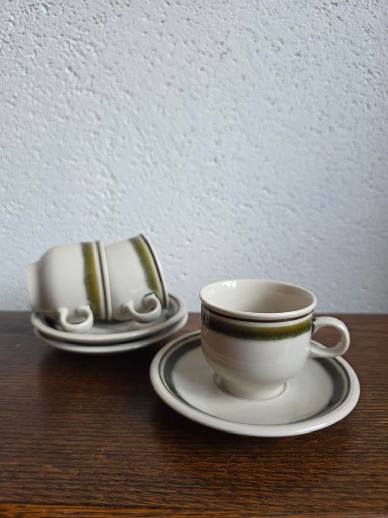 Vintage Set 3 Kop en Schotel - Colditz, Keramiek, Ophalen of Verzenden, Zo goed als nieuw, Overige stijlen
